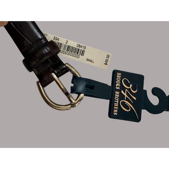 Brooks Brothers 346 Brown Croc-Embossed Leather Belt With Silver Buckle Small - Picture 8 of 8